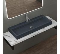 Sogood Vasque à Poser 100cm Lavabo Suspendu Gris Noir Mat Colossum06 Fonte Minérale Solid Surface 100x42x10cm