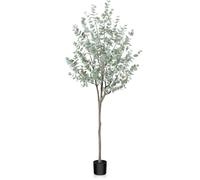 SOGUYI 180cm Eucalyptus Artificiel avec Pot, Plante Artificielle avec des Feuilles de Dollar en Argent Blanc, Fausse Plante Intérieur Décoration pour Maison Chambre Salon Balcon Cour Jardin(1 Pièce)