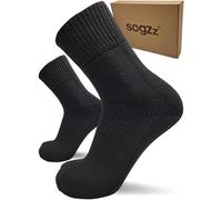 sogzz Diabetic Winter FX Pro Lot de 2 paires de chaussettes chaudes pour diabétiques en laine de mouton de qualité supérieure pour homme et femme Taille 35-50, Noires, 39-42