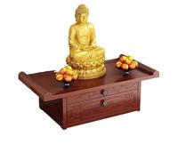 Sohodoo Autel Bouddhiste sculpté, autel de Table en Bois Massif for Statue de Bouddha, encens et Objets spirituels(Small(40cm/15.7in))