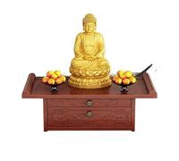 Sohodoo Autel de Bouddha de Table, Armoire Robuste au Design rétro Naturel, vitrine sculptée de Style Temple Loong(Medium(50cm/19.7in))