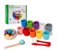 Sohodoo Balles de tri et de comptage des Couleurs dans des Tasses - Jeu d'association en Bois Montessori for Les Tout-Petits, Jouet d'apprentissage préscolaire