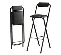 Sohodoo Chaise Haute for Adultes, Tabouret Pliant Haut rembourré, tabourets de Bar Hauts d'une capacité de 110 kg, Chaise Pliante for Cuisine, Salle à Manger, Salon(Black,60cm)
