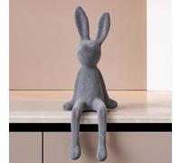 Sohodoo Décorations de Figurines de Lapin de Pâques, Sculpture de Lapin Assis de Dessin animé, Mini Figurine de Lapin créative, décoration de Bureau for Chambre d'enfant, bibliothèque(Gris)