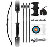 Sohodoo Ensemble Complet d'arc Classique et de flèches for Adultes, Adolescents et débutants | Prêt à Tirer avec Tous Les Accessoires de tir à l'arc(Black,40 lbs)