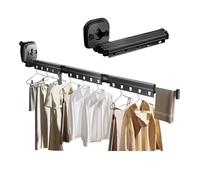 Sohodoo Étendoir à vêtements Mural, Cintre Pliable en Aluminium Peu encombrant for Balcon, Salle de Bain, intérieur et extérieur(Black,Three Paragraphs)