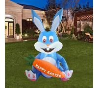 Sohodoo Lapin Gonflable de Pâques éclairé de 3,93 Pieds Tenant Une Carotte, Lapin Gonflable de Pâques avec LED intégrée, décoration Gonflable d'extérieur Joyeuses Pâques, for la décoration