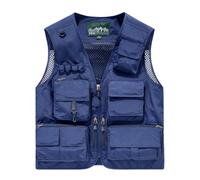 Sohodoo Men's Utility Cargo Fishing Vest,Mesh Breathable Openwork Camouflage Summer Outdoor Lightweight Work Photo Vest(Royal Blue,XXL)