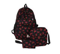 Sohodoo Sac à dos d'école for filles avec compartiment for ordinateur portable, lot de 3 pièces avec nœud mignon, trousse à crayons et cartable kawaii for adolescentes(C)