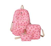 Sohodoo Sac à dos grande capacité avec nœud for filles, lot de 3 trousses à crayons, cartable for enfants, sac à dos kawaii esthétique for adolescentes(B)