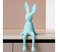 Sohodoo Statue de Lapin Assis en résine floquée, Figurines de Lapin créatives de pâques, Ornements for Salon, Armoire, décoration de Table de Maison(Coral Blue)