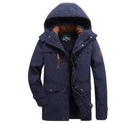 Sohodoo Veste softshell à capuche doublée polaire for homme, avec poignets en microfibre, veste d'extérieur chaude for l'hiver(Blue,XXL)