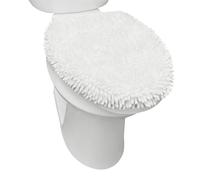 SoHome Spa Step Housse de siège de toilette en tissu chenille à poils longs Lavable en machine Blanc 47 x 49,8 cm