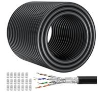 Soibke Cable Ethernet 100m, Cat 7 Cable Réseau RJ45 Blindé SFTP, Fil Internet 100 Mètres Exterieur/Intérieur Haut Débit 10Gbps, Gigabit Lan Noir Long Anti-interférence Câble d'installation