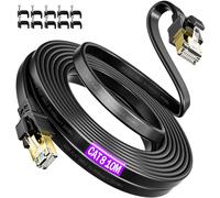 Soibke Cable Ethernet 10m Cat 8 Blindé Cable RJ45 Cat 8 10m Noir Gigabit | 40Gbps 2000Mhz Cable Reseau 10 Mètres Ethernet Haut Debit Extra Long Cable LAN Plat Cable Internet pour PC Modem Routeur