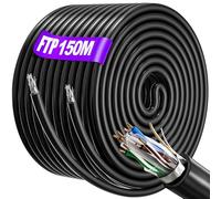 Soibke Cable Ethernet 150m, RJ45 Câble 150m Blindé Câble Réseau Exterieur Intérieur | AWG23, FTP CCA, Anti-Interférence, Lgnifuge, Exterieur Etanche, Haut Debi Gigabit CAT 6 | (Noir, 150 mètres)
