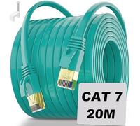 Soibke Cable Ethernet 20m, Cat 7 Cable RJ45 Blindé FTP 20m Cable Réseau Plat, Haute Vitesse 10Gbit/s 600MHz Cable Internet Gigabit LAN Cable, Imperméable Cordon RJ45 Intérieur Cable Patch