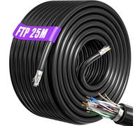 Soibke Cable Ethernet 25m Blindé, Câble Réseau RJ45 25m Exterieur Intérieur | AWG23, FTP PIMF CCA, Anti-Interférence, Ignifuge, Etanche, Haut Debi Gigabit CAT 6 Bobine (25 mètres)