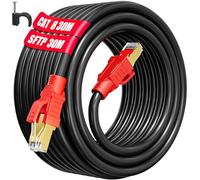 Soibke Cable Ethernet 30m, Cat 8 Cable RJ45 30 Mètres Blindé SFTP Câble Réseau Haut Débit Fibre Fil Ethernet 30m Exterieur Câble LAN Internet Gigabit 40Gbps 2000MHz 26AWG POE Noir pour Routeur Modem