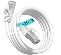 Soibke Cable Ethernet 3m Cat7 Blanc Câble Réseau 3Mètre Blindé SFTP Gigabit