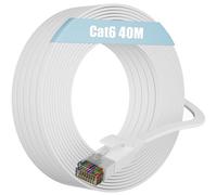 Soibke Cable Ethernet 40m, Cat 6 Câble Réseau 40 Mètres Plat Gigabit Câble LAN Blanc, Câble Internet dissimulé Cable RJ45 Haut Debit Fibre Extra Long Câble Patch pour Router