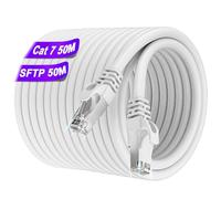Soibke Cable Ethernet 50m Cat 7 Blanc Ethernet Cable Blindé Gigabit S/FTP