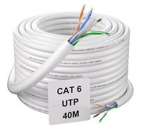Soibke Cable Ethernet Cat 6, Haut Débit Rj45 40m Extérieur Intérieur Cable Installation Blanc, Gigabit UTP 23AWG Câble Réseau Lan Patch pour Routeur Modem PC