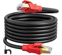Soibke Cable Ethernet Cat 8 20m, Haut Debit Cable RJ45 20m Blindé 40Gbps 2000MHz Câble Réseau Noir Gigabit SFTP Fil Ethernet Impermeable POE Cable Internet LAN pour PC Routeur(20 Clips)
