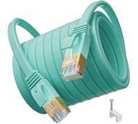 Soibke Câble LAN Cat 7 de 40 m, câble réseau plat Ethernet, câble patch haute vitesse, câble Internet extérieur, blindage RJ45, câble WiFi fin, Gigabit 10 000 Mbit/s - FTP - 40 clips pour routeur