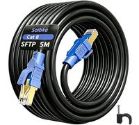 Soibke Cat 8 Cable Ethernet 5m, Super Débit 40Gbps 2000MHz RJ45 Cat8 5m Câble Réseau Haut Débit Blindé SFTP Cat 8 Câble LAN Anti-brouillage Résistant aux Intempéries Pour Routeur Switch Modem