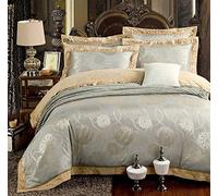 Soie 100% Couvertures Doubles couettes de literie en Coton Luxury Satin Jacquard Litching Ensembles 6pcs Size Silver Grey Blanc Rose lit Double (E King)