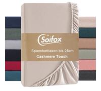 Soifox Drap-housse 140 x 200 cm - Hiver - Beige - Jersy - Polaire thermique - 160 x 200 cm - Comme la flanelle - Doux et moelleux - Toucher cachemire - Pour lit à sommier tapissier, surmatelas, avec