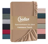 Soifox Drap-housse 90 x 200 cm - Hiver - Beige sable - Jersy - Polaire thermique - 100 x 200 cm - Comme la flanelle - Doux et moelleux - Toucher cachemire - Pour lit à sommier tapissier, surmatelas