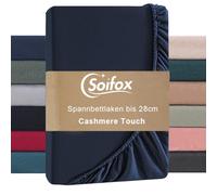 Soifox Drap-housse 90 x 200 cm - Hiver - Bleu marine - Jersy - Polaire thermique - 100 x 200 cm - Comme la flanelle - Doux et moelleux - Toucher cachemire - Pour lit à sommier tapissier, surmatelas