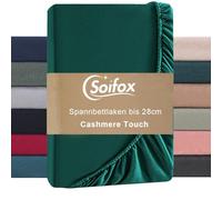 Soifox Drap-housse 90 x 200 cm - Hiver - Vert foncé - Jersy - En polaire thermique - 100 x 200 cm - Comme la flanelle - Doux et moelleux - Toucher cachemire - Pour lit à sommier tapissier, surmatelas