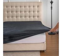 Soifox Drap-housse en jersey chaud, de 90 x 200 cm à 100 x 200 cm, en polaire peluche, doux, moelleux, toucher cachemire, pour lit à sommier tapissier, surmatelas, noir, avec élastique