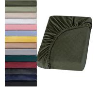 Soifox Lot de 2 draps-housses en jersey chaud de 90 x 200 cm à 100 x 200 cm - En peluche polaire - Doux et moelleux - Toucher cachemire - Pour lit à sommier tapissier, surmatelas, vert olive avec