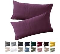 Soifox Lot de 2 housses de coussin 50 x 70 - Taie d'oreiller 50x70 Lila 100% microfibre sans repassage et sans plis avec fermeture éclair