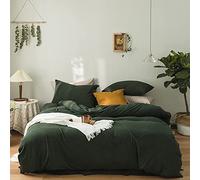 Soifox Lot de 2 parures de lit microfibre infroissable, sans repassage, fermeture éclair, 200 x 220 cm, 80 x 80 cm, vertes