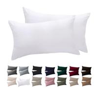 Soifox Lot de 2 taies d'oreiller, 50 x 70 cm, blanches, 100 % microfibre, infroissables et infroissables, avec fermeture éclair