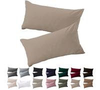 Soifox Lot de 2 taies d'oreiller de 40 x 70 cm - Beige - 100 % microfibre - Résistantes et hypoallergéniques - Avec fermeture éclair