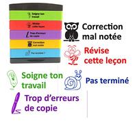 Soigne ton travail, Révise cette leçon, Trop d'erreurs de copie, Correction mal notée, Pas terminé ? Tampons Encreurs Enseignants 5 Étages Re-éncrable *