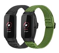 SOiiKE 2 Pièces Bracelet de Remplacement Compatible avec Fitbit Luxe Bracelet, Élastique Bandes de Sport Tissé en Nylon pour Hommes Femmes
