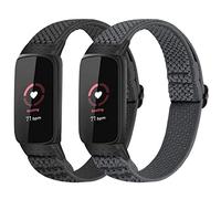 SOiiKE 2 Pièces Bracelet de Remplacement Compatible avec Fitbit Luxe Bracelet, Élastique Bandes de Sport Tissé en Nylon pour Hommes Femmes