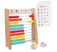 SOIMISS 1 Ensemble Boulier Bois pour Garçon Fille Outil Éducatif de Mathématiques avec Perles Colorées et Cartes Aide à Apprentissage Préscolaire pour Compter et Calculer