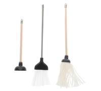 SOIMISS 1 Ensemble Mini Balai Maquette Balai serpillère Micro vadrouille Accessoires de poupées de Bain Mini Accessoire de Nettoyage pour Maison de poupée décoration Miniature Alliage Noir
