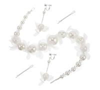 SOIMISS 1 Jeu Diadème De Perles De Mariage Boucles D'oreilles Coeur Pour Femme Boucles D'oreilles Cloutées Pour Femmes Bandeaux Accessoires De Cheveux Pour Les Filles Décor Blanche Résine