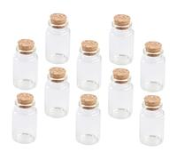SOIMISS 10 pièces Bocaux Verre avec Bouchons Liège Lot de Bouteilles Verre Borosilicate Assortiment de Couleurs pour Thé Bonbons et Fruits Secs et