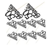 SOIMISS 10 Pièces Décorations Gâteau Noires Anniversaire Fabuleux Cake Toppers Créatifs Faciles à Insérer pour Mariage et Anniversaire Milestones