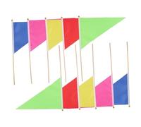 SOIMISS 10 Pièces Drapeau De Poteau En Bambou Drapeau Du Triangle Mini Drapeaux Sur Bâtons Drapeaux Sur Un Marqueur De Jardin Marqueurs De Jardin Mini-drapeaux Rouges Tissu